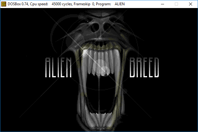 Alien Breed running in DOSBox with D-Fend Reloaded